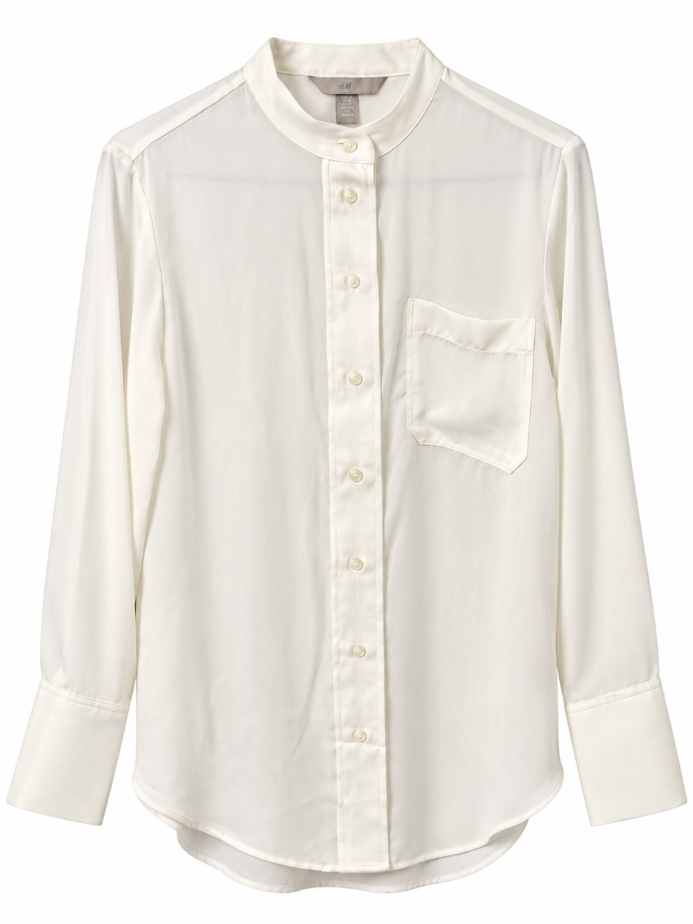 H&M Women's Cream Band-Collar Button-Front Blouse